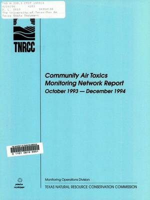 Community Air Toxics Monitoring Network Report, October 1993-December 1994