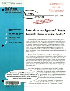 Focus Report, Volume 77, Number 18, April 2002