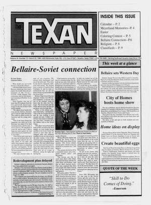Primary view of object titled 'The Texan Newspaper (Houston, Tex.), Vol. 36, No. 12, Ed. 1 Wednesday, March 23, 1988'.