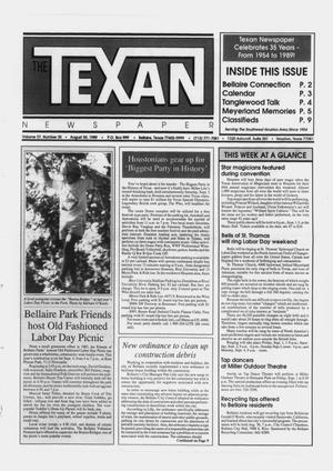 Primary view of object titled 'The Texan Newspaper (Bellaire and Houston, Tex.), Vol. 37, No. 35, Ed. 1 Wednesday, August 30, 1989'.