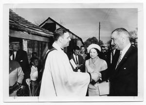 [Lyndon and Lady Bird Johnson Meeting Priest]