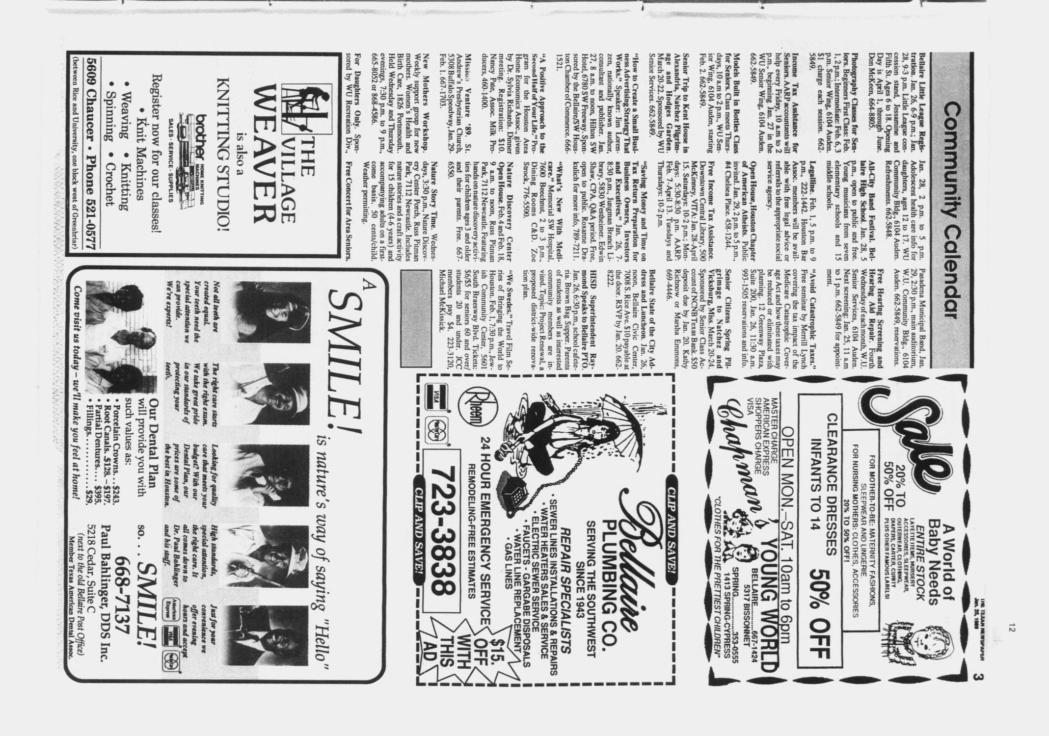 The Texan Newspaper (Bellaire, Tex.), Vol. 37, No. 4, Ed. 1 Wednesday, January 25, 1989
                                                
                                                    [Sequence #]: 3 of 12
                                                