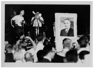 Primary view of object titled '[Photographers and a Picture of Lyndon Johnson]'.