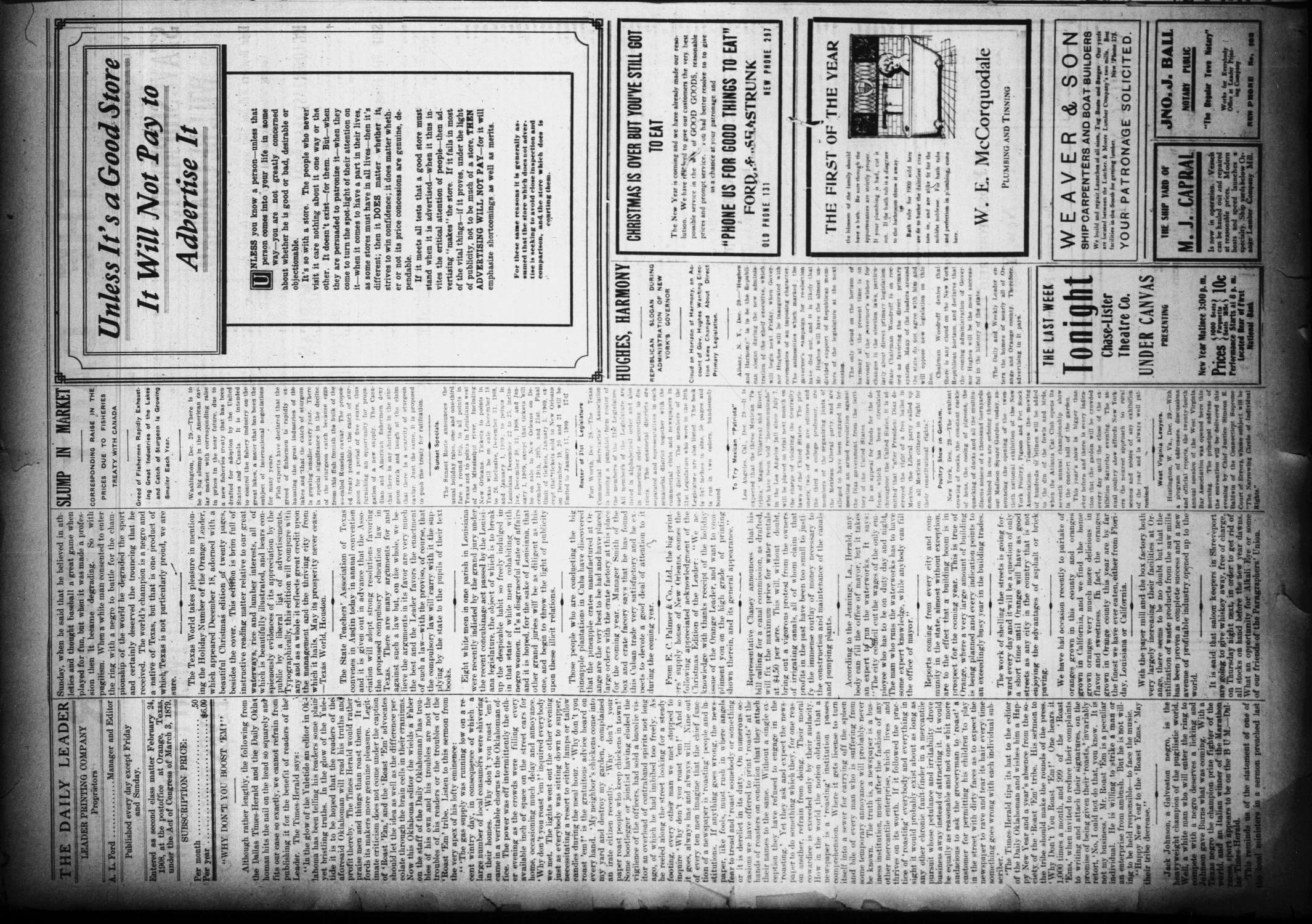The Daily Leader (Orange, Tex.), Vol. 1, No. 225, Ed. 1 Tuesday, December 29, 1908
                                                
                                                    [Sequence #]: 2 of 4
                                                