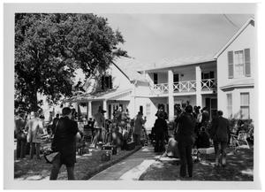 Primary view of object titled '[People and Film Crews Outside of the Texas White House]'.