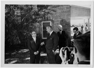 Primary view of object titled '[Lyndon Johnson Speaking to a Man]'.