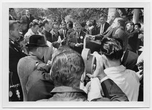 [Reporters Crowd Around Lyndon Johnson at LBJ Ranch]