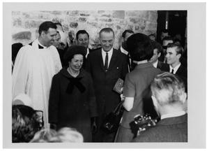 [Lady Bird and Lyndon Johnson before a Church]