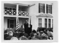 Photograph: [Lyndon Johnson Speaking at the Texas White House]