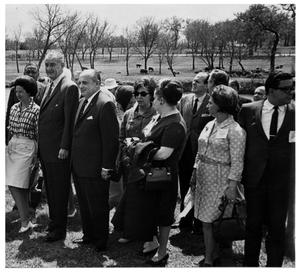 [Lady Bird and Lyndon Johnson with a Group]