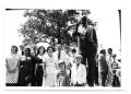 Photograph: [Johnson Family and Others with Statue]