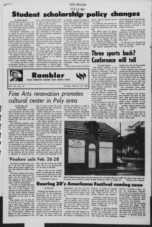 Rambler (Fort Worth, Tex.), Vol. 62, No. 15, Ed. 1 Thursday, February 26, 1987