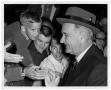 Photograph: [Lyndon Johnson Shaking Hands with Boys and Young Men]