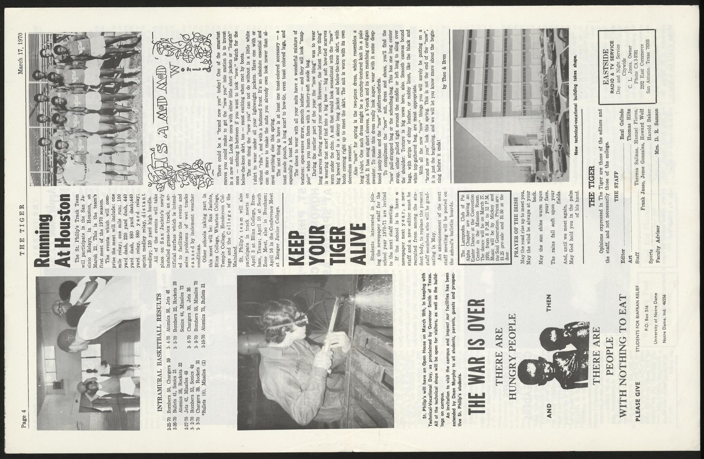 St. Philip's Tiger (San Antonio, Tex.), Vol. 3, No. 4, Ed. 1 Tuesday, March 17, 1970
                                                
                                                    [Sequence #]: 4 of 4
                                                