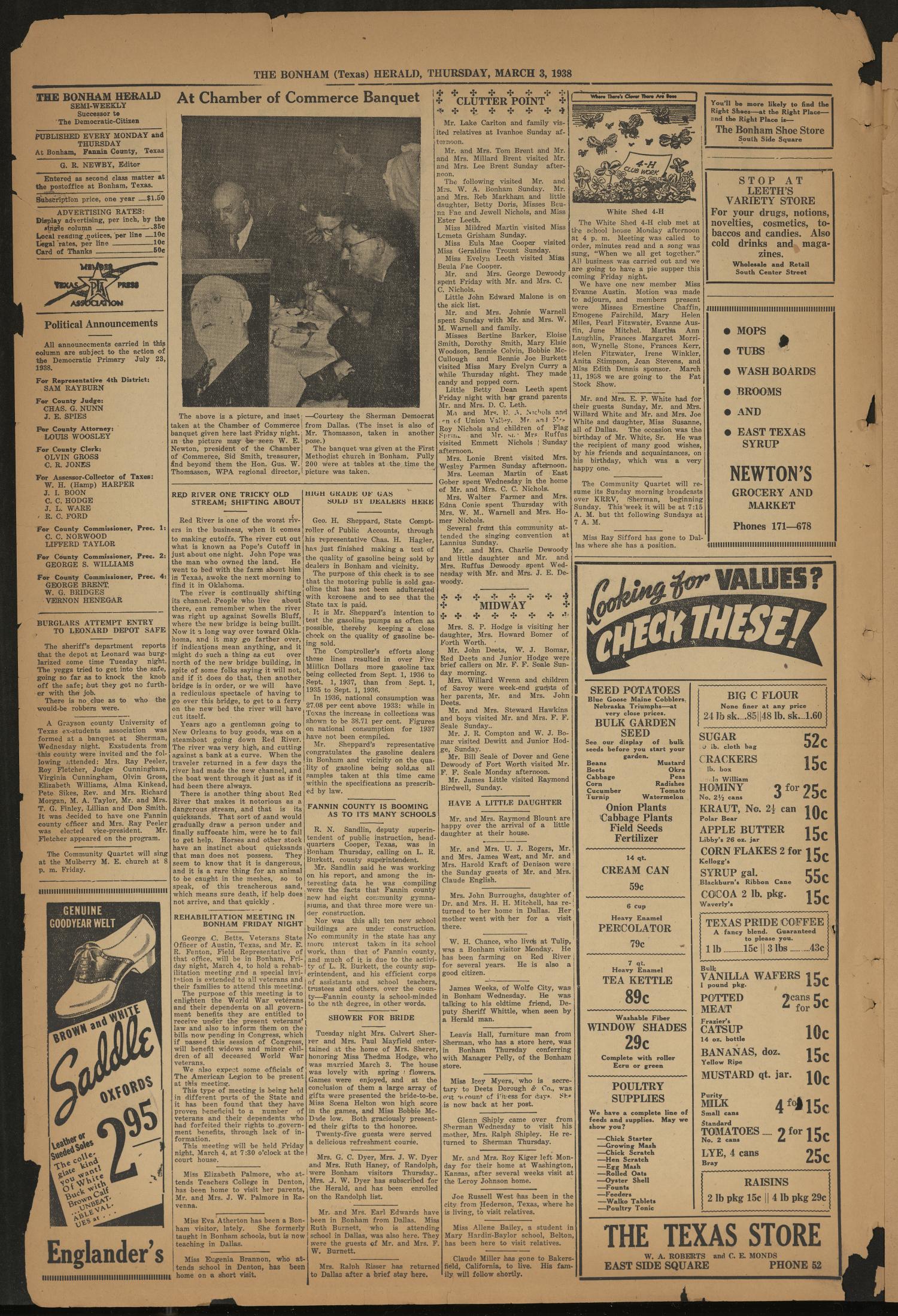 The Bonham Herald (Bonham, Tex.), Vol. 11, No. 56, Ed. 1 Thursday, March 3, 1938
                                                
                                                    [Sequence #]: 2 of 8
                                                