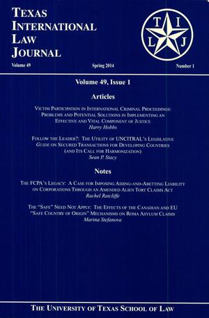 Texas International Law Journal, Volume 49, Number 1, Spring 2014