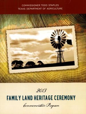 Family Land Heritage Ceremony Commemorative Program: 2013