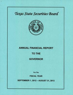 Texas State Securities Board Annual Financial Report: 2013