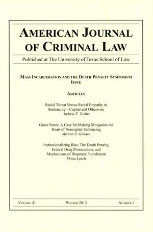 Primary view of object titled 'American Journal of Criminal Law, Volume 41, Number 1, Winter 2013'.