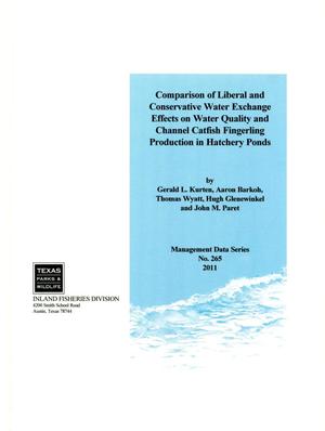 Comparison of Liberal and Conservative Water Exchange Effects on Water Quality and Channel Catfish Fingerling Production in Hatchery Ponds