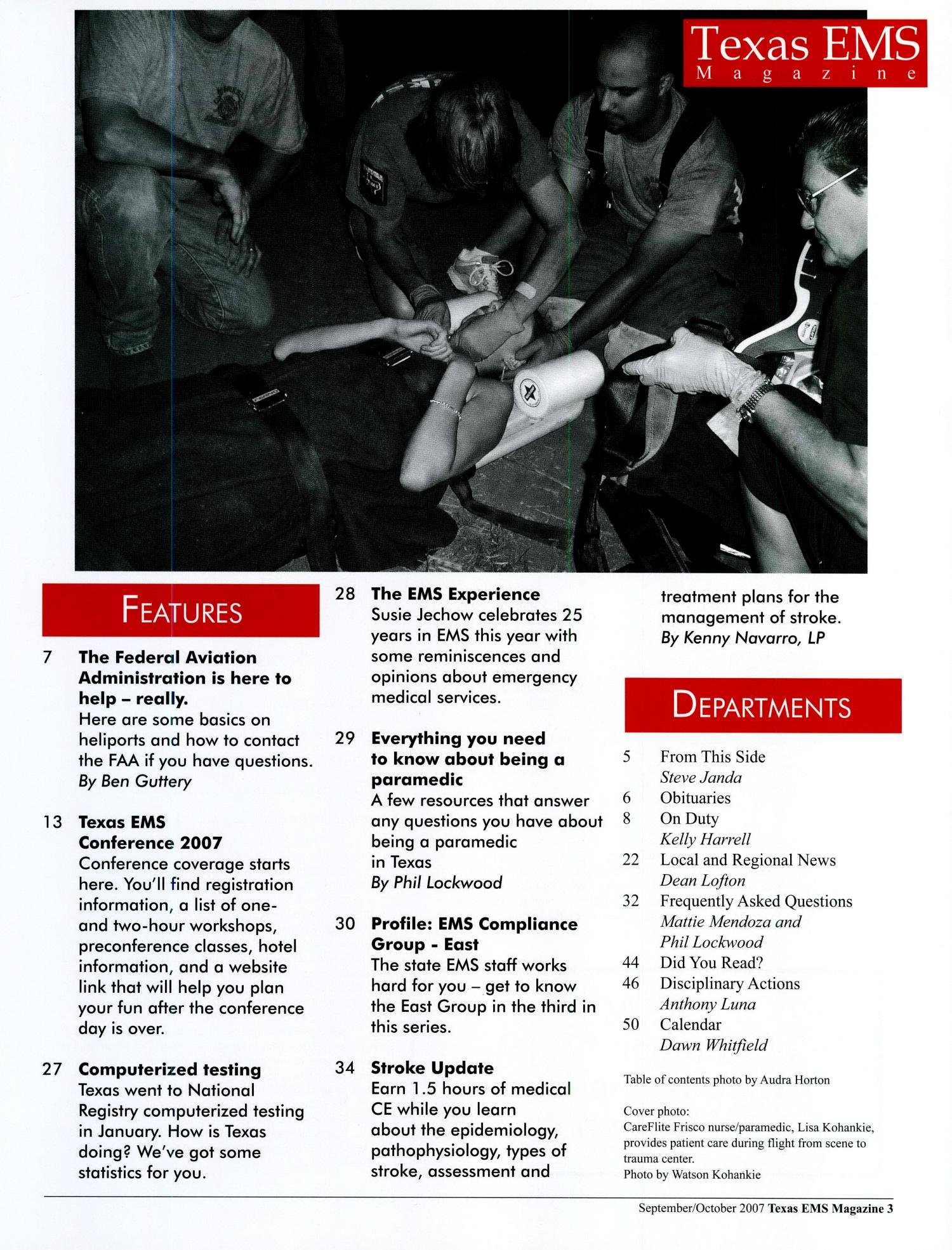 Texas EMS Magazine, Volume 28, Number 5, September/October 2007
                                                
                                                    3
                                                