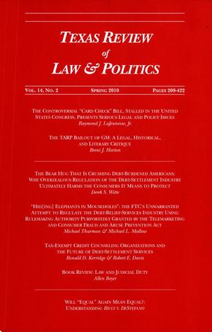 Texas Review of Law & Politics, Volume 14, Number 2, Spring 2010