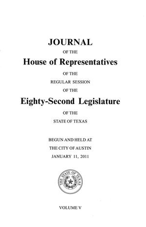 Journal of the House of Representatives of the Regular Session of the Eighty-Second Legislature of the State of Texas, Volume 5