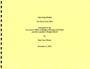 Texas State Law Library Operating Budget: 2014