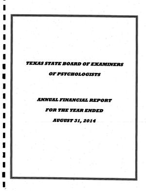 Texas State Board of Examiners of Psychologists Annual Financial Report: 2014