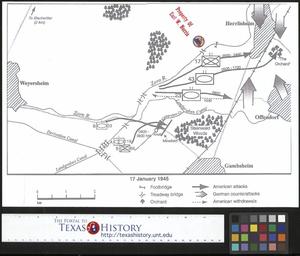 Primary view of object titled '[Copy of a Map of the Battle of Herrlisheim, January 17, 1945]'.
