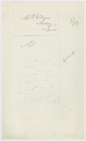 Primary view of object titled '[Letter from Lora Bryan to Mrs. W. C. Bryan - September 12, 1882]'.