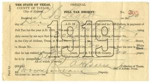 Primary view of object titled '[Poll Tax Receipt for K.B. Legett]'.