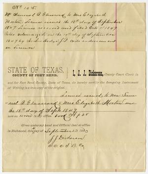 [Marriage Licence for Samuel B. Glasscock and Mrs. Elizabeth Morton]