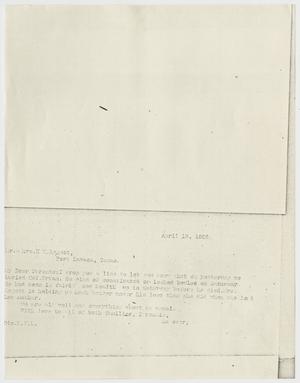 [Letter from K.K. Legett to Mr. and Mrs. K.K. Legett - April 12, 1905]