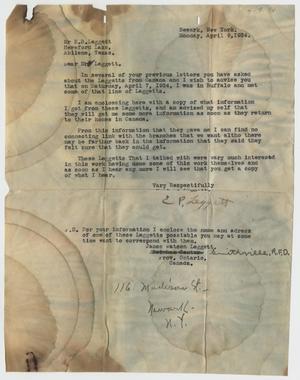 [Letter from E.P. Legett to K.B. Legett - April 9, 1934]