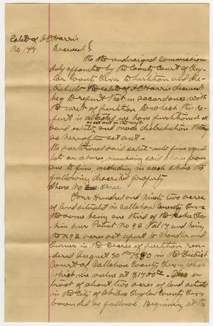 Primary view of object titled '[Legal Document Dividing Estate of B.E. Harris]'.