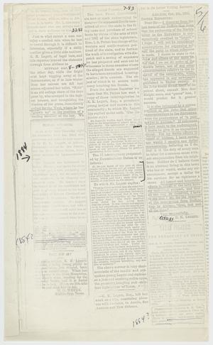 Primary view of object titled '[Newspaper Clippings About K.K. Legett]'.