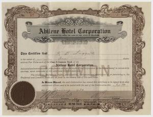 Primary view of object titled '[Abilene Hotel Corporation Stock Certificate]'.