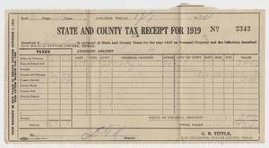 Primary view of object titled '[State and County Tax Receipt for K.B. Legett]'.