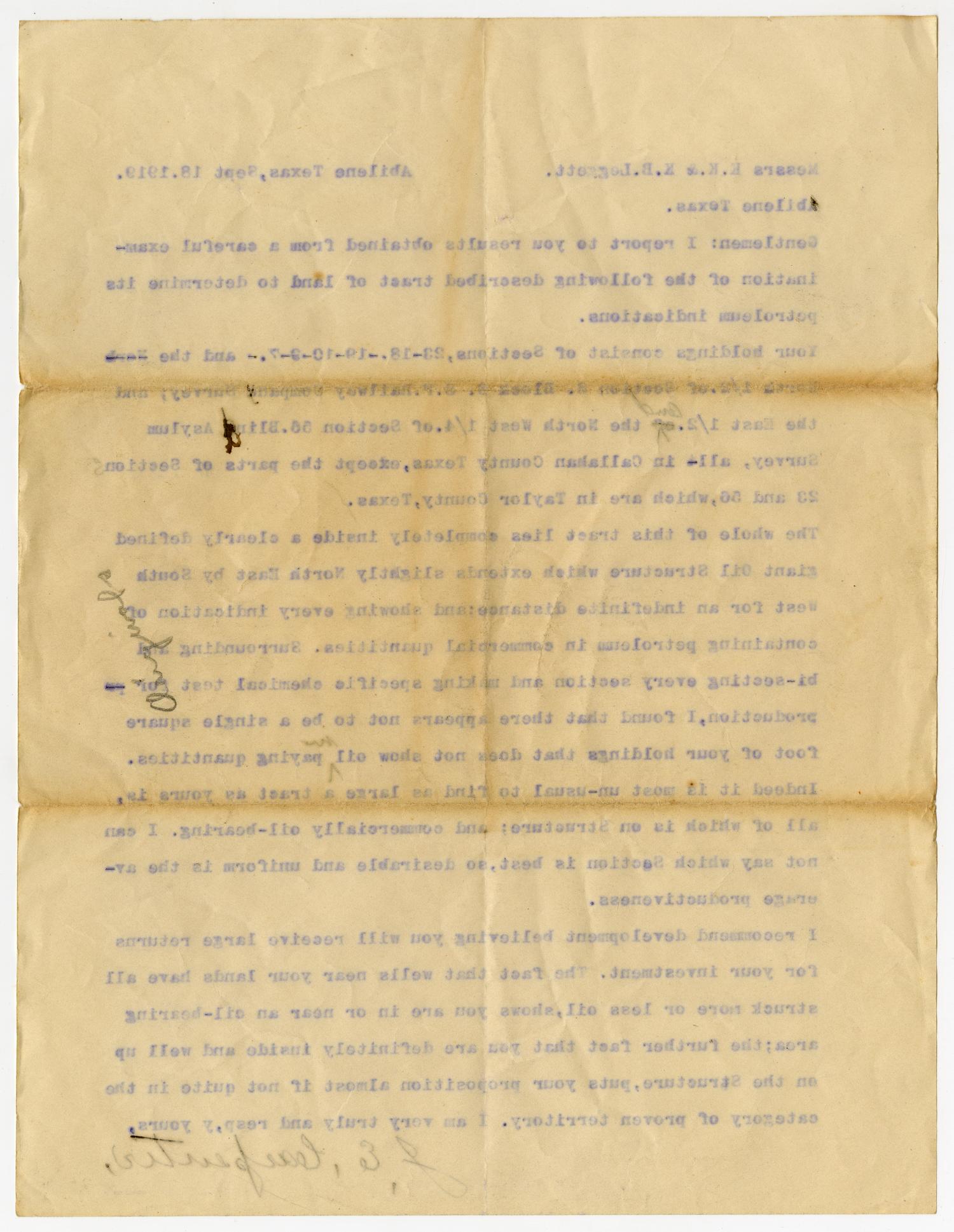 [Letter from J.E. Carpenter to K.K. and K.B. Legett - September 18, 1919]
                                                
                                                    [Sequence #]: 2 of 2
                                                