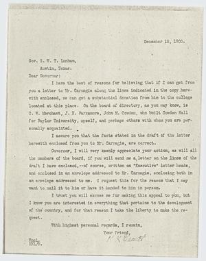 [Letter from K.K. Legett to S.W.T. Lanham - December 18, 1905