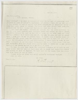 Primary view of object titled '[Letter from K.K. Legett to T.R. Legett - November 21, 1904]'.