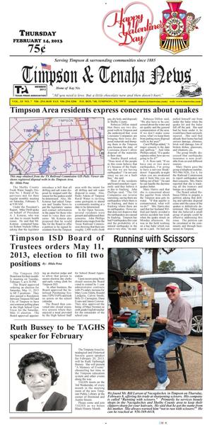 Primary view of object titled 'Timpson & Tenaha News (Timpson, Tex.), Vol. 33, No. 7, Ed. 1 Thursday, February 14, 2013'.