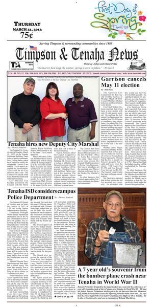 Timpson & Tenaha News (Timpson, Tex.), Vol. 33, No. 12, Ed. 1 Thursday, March 21, 2013