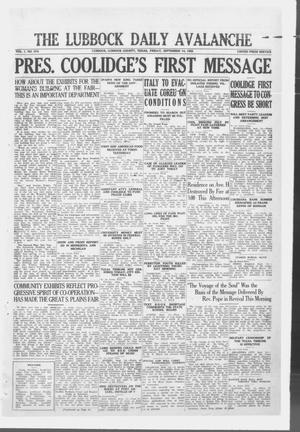 The Lubbock Daily Avalanche (Lubbock, Texas), Vol. 1, No. 274, Ed. 1 Friday, September 14, 1923