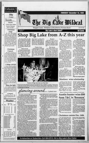 The Big Lake Wildcat (Big Lake, Tex.), Vol. SIXTY SEVENTH YEAR, No. 50, Ed. 1 Thursday, December 10, 1992