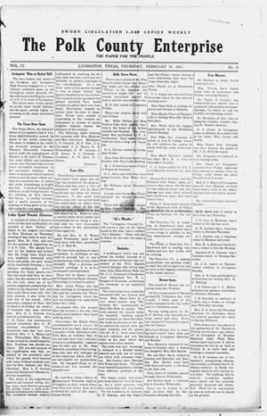 The Polk County Enterprise (Livingston, Tex.), Vol. 9, No. 23, Ed. 1 Thursday, February 20, 1913