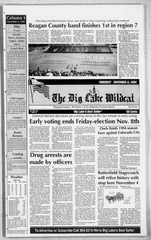 Primary view of object titled 'The Big Lake Wildcat (Big Lake, Tex.), Vol. 69, No. 44, Ed. 1 Thursday, November 3, 1994'.
