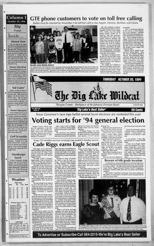 The Big Lake Wildcat (Big Lake, Tex.), Vol. 69, No. 42, Ed. 1 Thursday, October 20, 1994