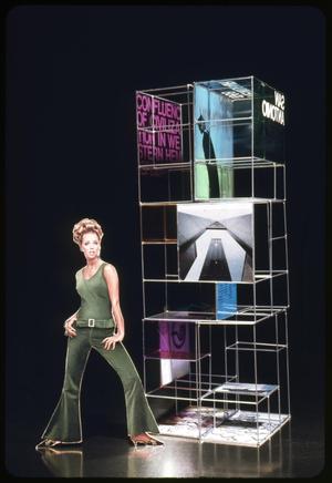 Publicity shots of model and Hemisfair 68 logo and props